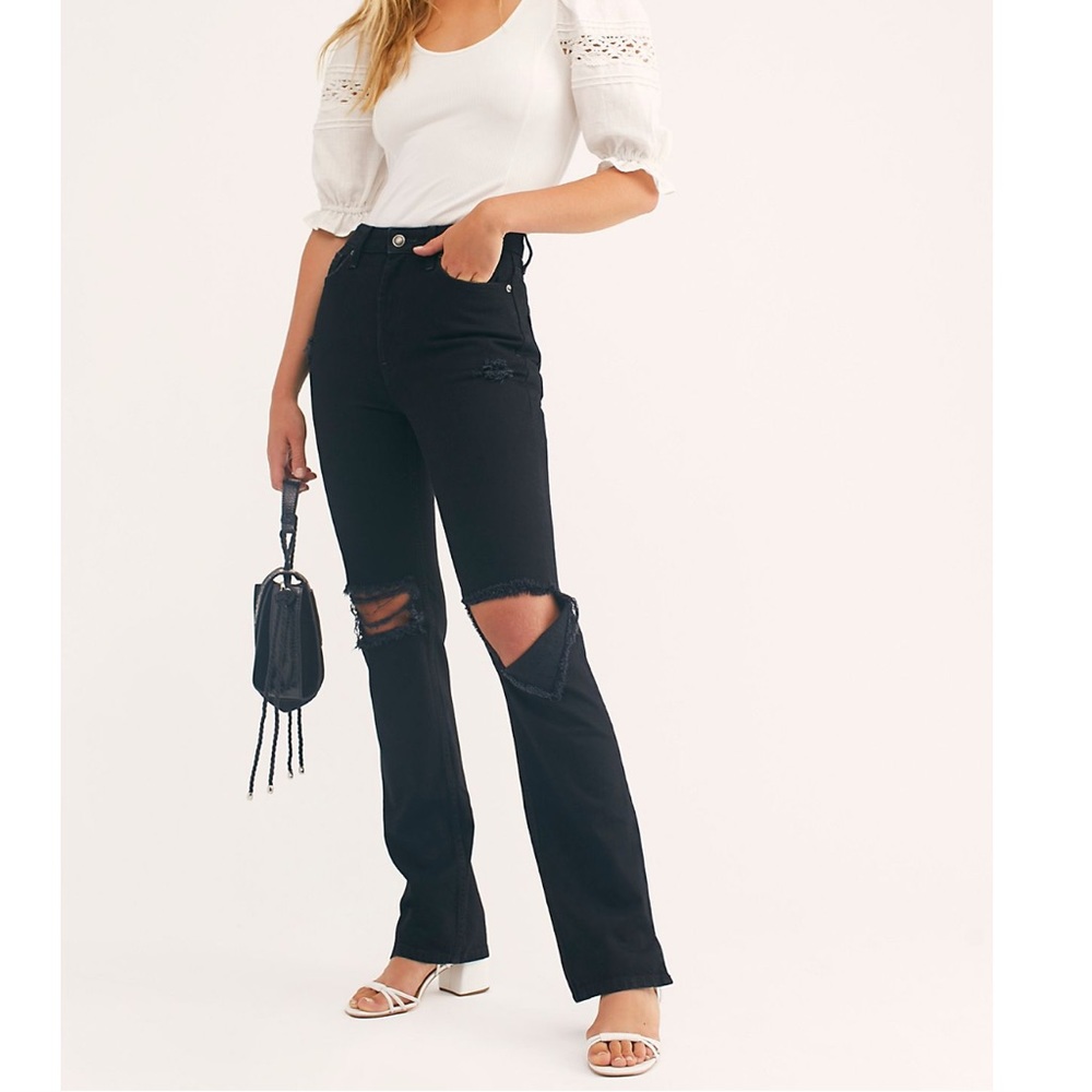 Free People “My Own Lane” Distressed Jeans